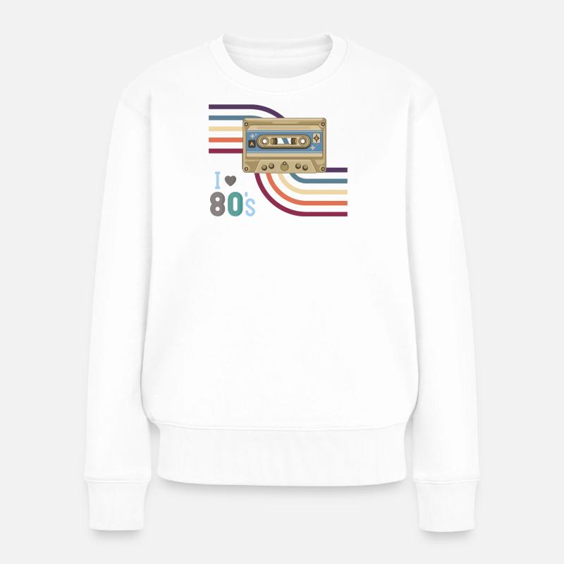 Cassette Love 80s Rétro - Pull Premium bio Femme - blanc