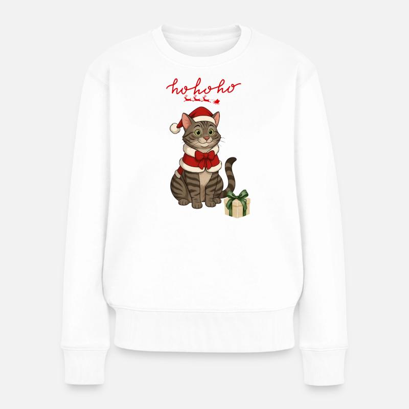 HoHoho, Graue Katze - Frauen Premium Bio Pullover - Weiß