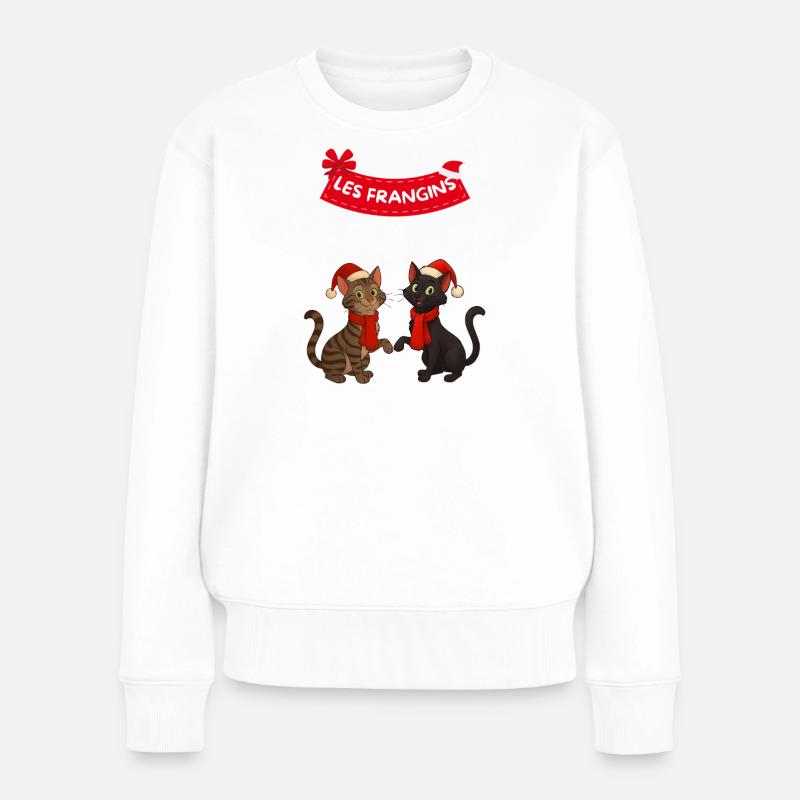 Die Brüder, 2 Weihnachtskatzen - Frauen Premium Bio Pullover - Weiß