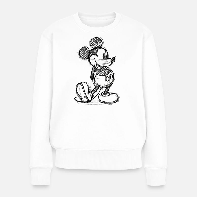 Mickey & Minnie Zeichnung  - Frauen Premium Bio Pullover - Weiß