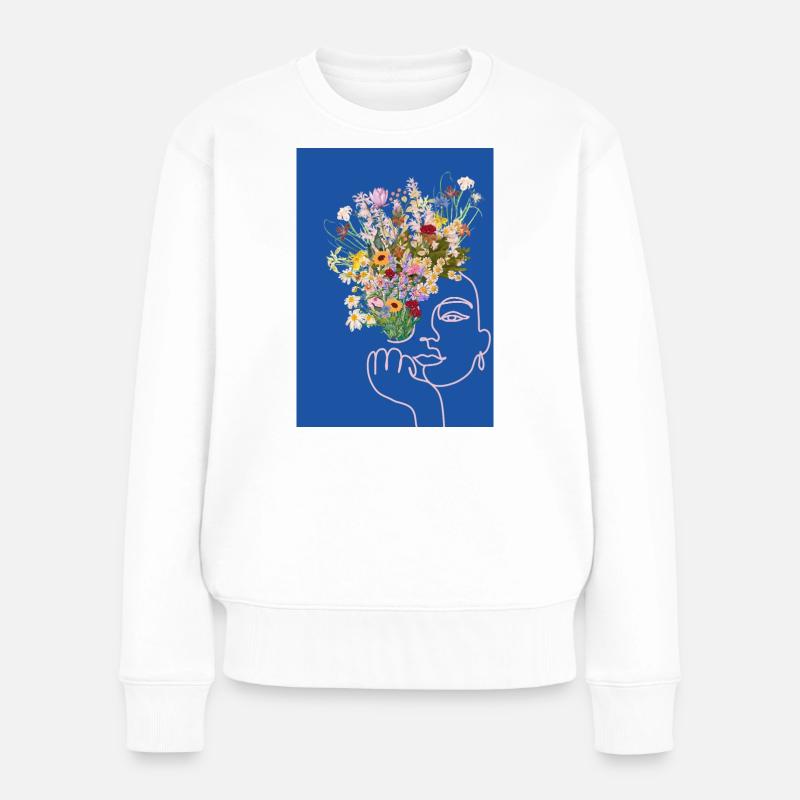 Blumenfrau - Frauen Premium Bio Pullover - Weiß