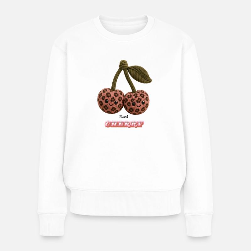 Leopard Cherries Cuddle Duo - Women's Premium Organic Jumper - white