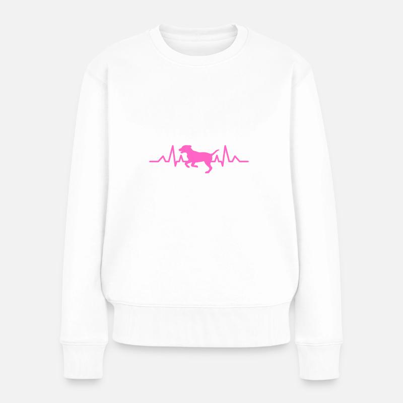 Hund Herzschlag - Frauen Premium Bio Pullover - Weiß