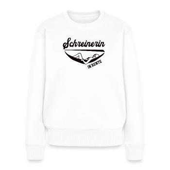 Schreinerin in Rente Rentenbeginn Schreinerei Frau - Frauen Premium Bio Pullover - Weiß - Vorne - Julia (174cm)