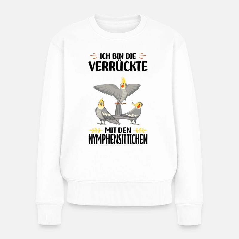 Nymphensittich Vogel - Frauen Premium Bio Pullover - Weiß