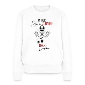 In Trier dehäm - Frauen Premium Bio Pullover - Weiß - Vorne - Julia (174cm)