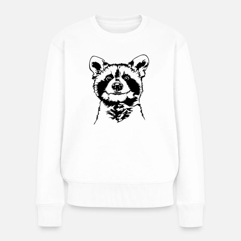 WASCHBÄR Tier Wildtier Wilsigns - Frauen Premium Bio Pullover - Weiß