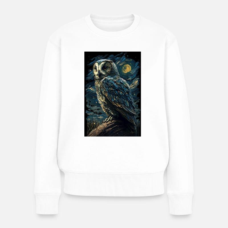 Eule - Frauen Premium Bio Pullover - Weiß