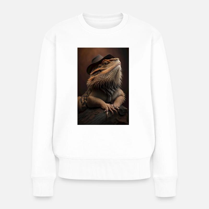 Bartagamen bearded dragon echsen reptil - Frauen Premium Bio Pullover - Weiß