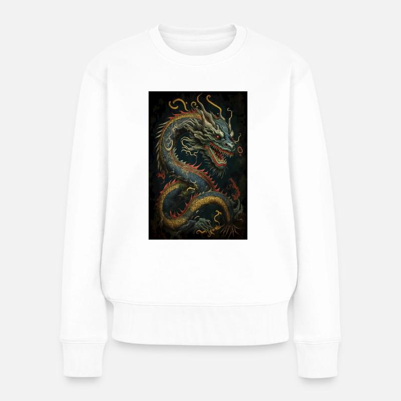 Japanischer Drache Chinesischer Drache - Frauen Premium Bio Pullover - Weiß