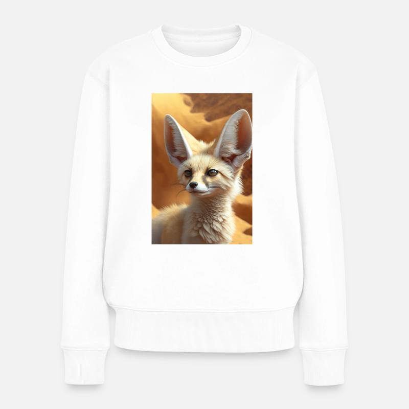 Fennek Wüstenfuchs Safari - Frauen Premium Bio Pullover - Weiß