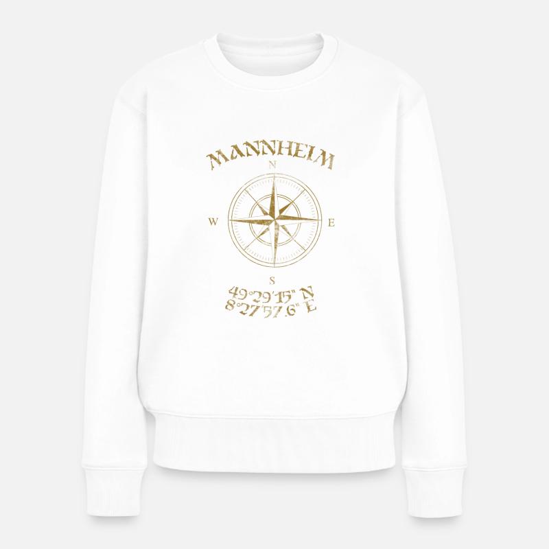 Kompass GPS Koordinaten Mannheim - Frauen Premium Bio Pullover - Weiß