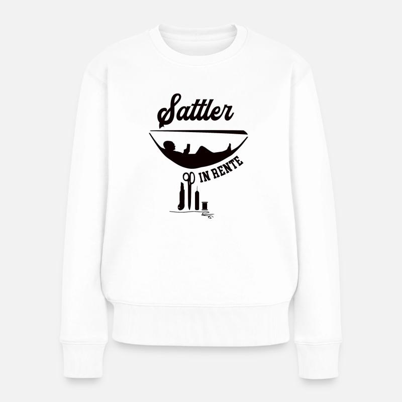 Sattler In Rente Rentner Ruhestand Sattlerei - Frauen Premium Bio Pullover - Weiß