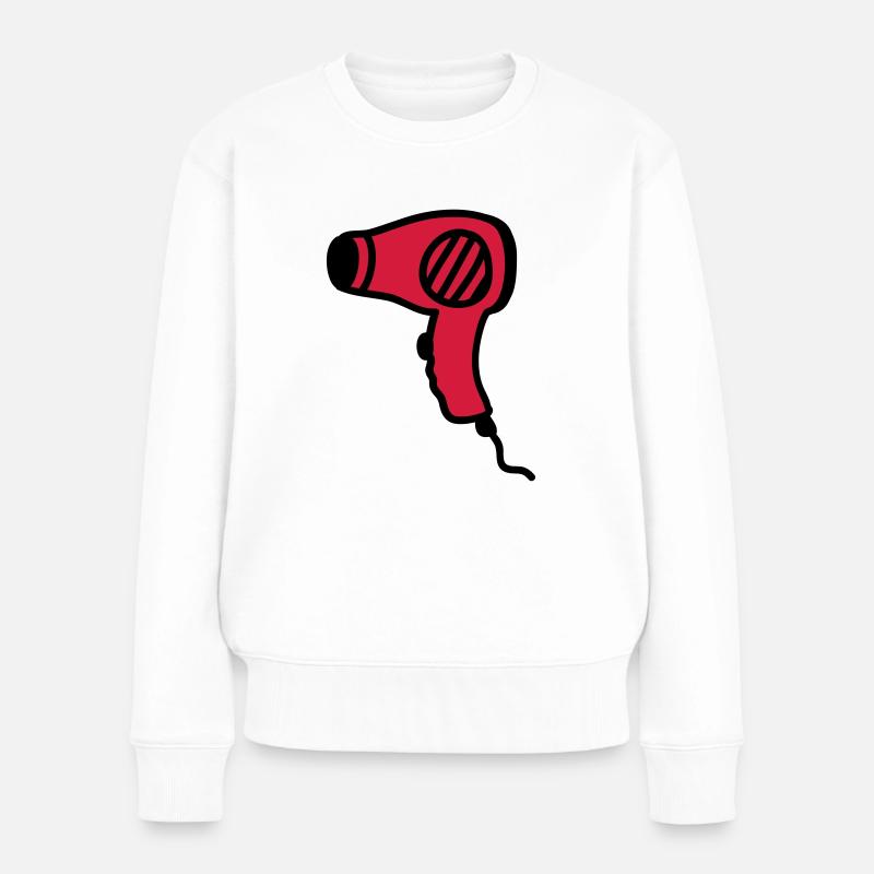 Föhn - Haartrockner - Frauen Premium Bio Pullover - Weiß
