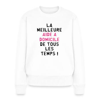 Aide A Domicile / Ménage / Auxiliaire de vie - Pull Premium bio Femme - blanc - Devant - Julia (174cm)