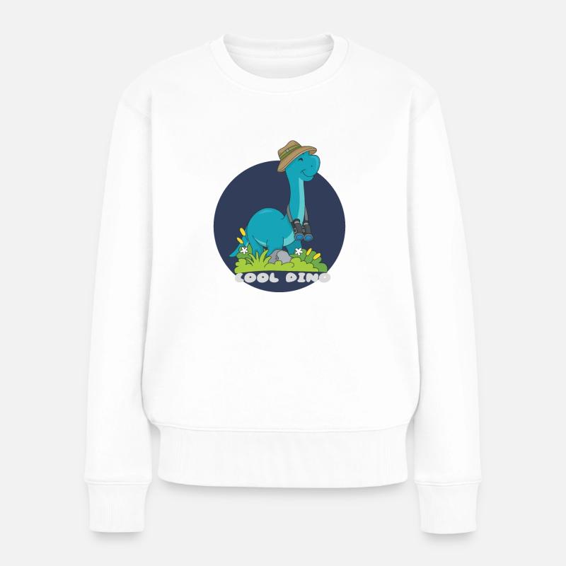 Cool Dino - Frauen Premium Bio Pullover - Weiß