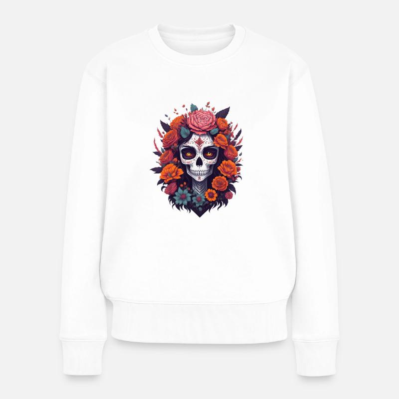 La Catrina 2 - Frauen Premium Bio Pullover - Weiß