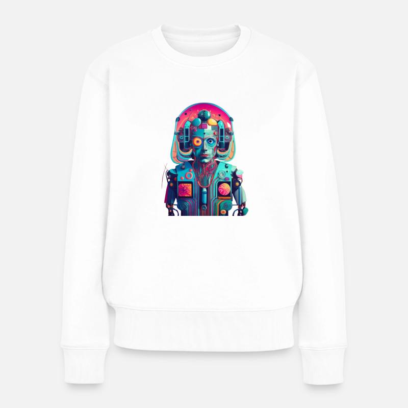 Mensch Roboter - Frauen Premium Bio Pullover - Weiß