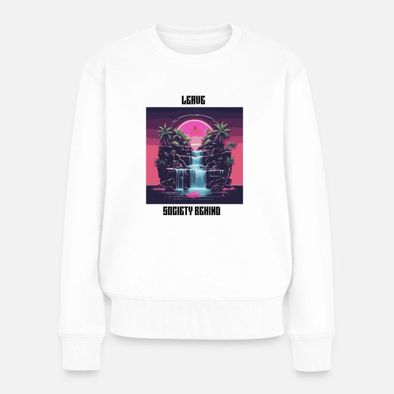 Leave Society Behind - Frauen Premium Bio Pullover - Weiß