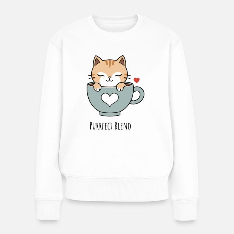 Purrfect Blend - Frauen Premium Bio Pullover - Weiß