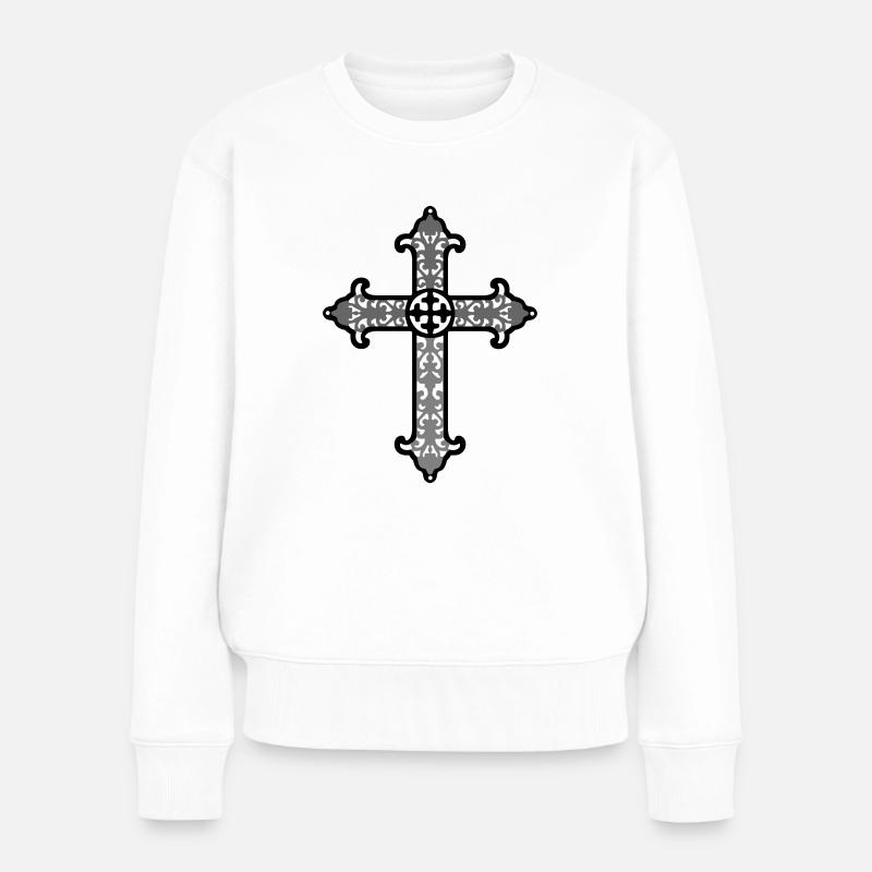Kreuz - alt - Frauen Premium Bio Pullover - Weiß