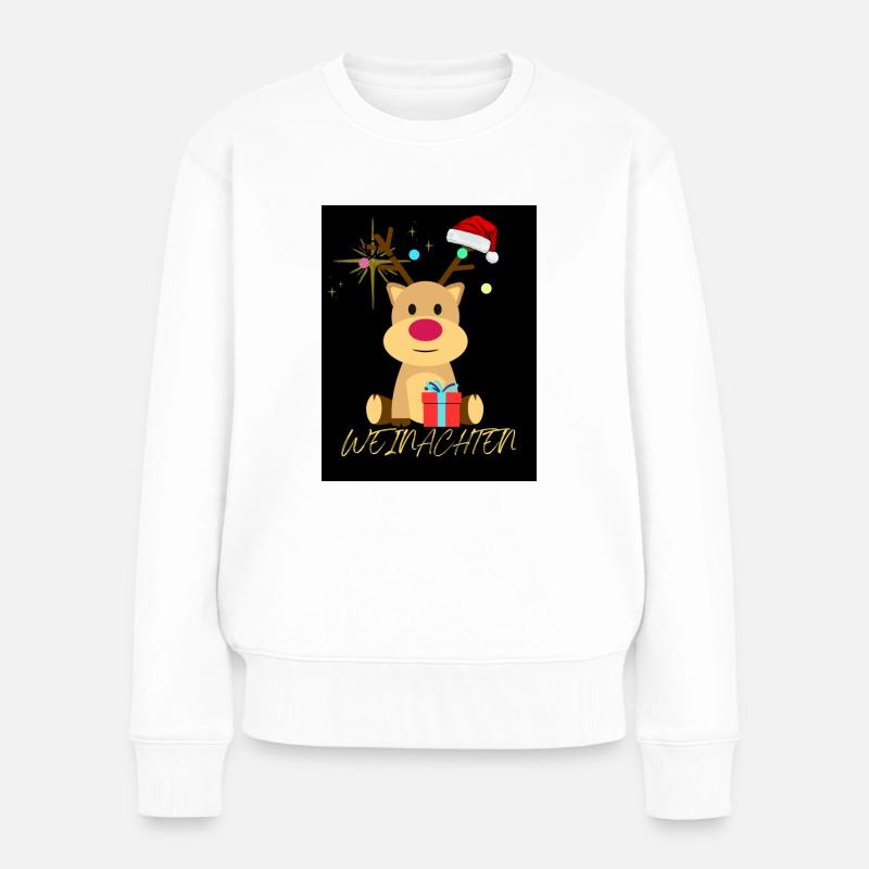 Weihnachten Rentier - Frauen Premium Bio Pullover - Weiß