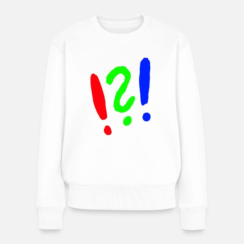 Ausrufezeichen/Fragezeichen comic style - Frauen Premium Bio Pullover - Weiß
