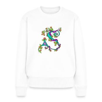 Buchstabe S - Frauen Premium Bio Pullover - Weiß - Vorne - Julia (174cm)