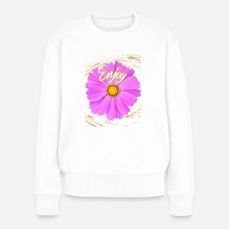 Enjoy Flower - Frauen Premium Bio Pullover - Weiß
