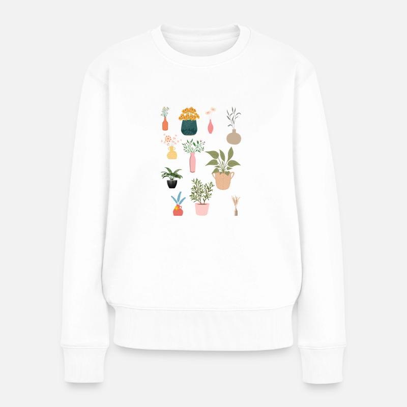 Blumen - Frauen Premium Bio Pullover - Weiß