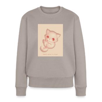 8bit Pixel Niedliche Baby Katze Kawaii Pixel Art - Frauen Premium Bio Pullover - Taupe - Vorne - Julia (174cm)