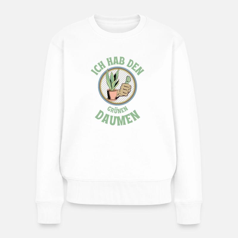 grüner Daumen - Frauen Premium Bio Pullover - Weiß