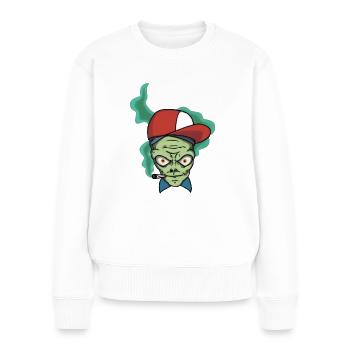 Smoking Alien - Frauen Premium Bio Pullover - Weiß - Vorne - Julia (174cm)