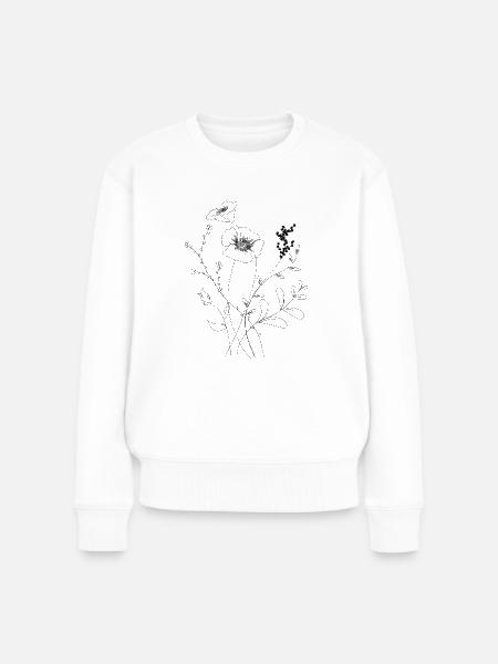 Fine Line Art Blume - Frauen Premium Bio Pullover - Weiß