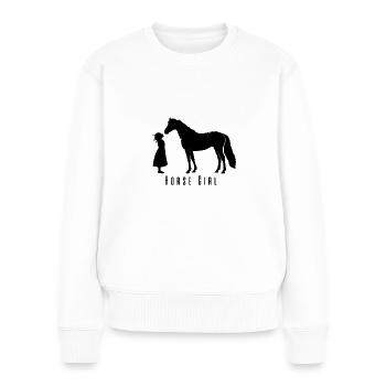 Fille de cheval - Pull Premium bio Femme - blanc - Devant - Julia (174cm)