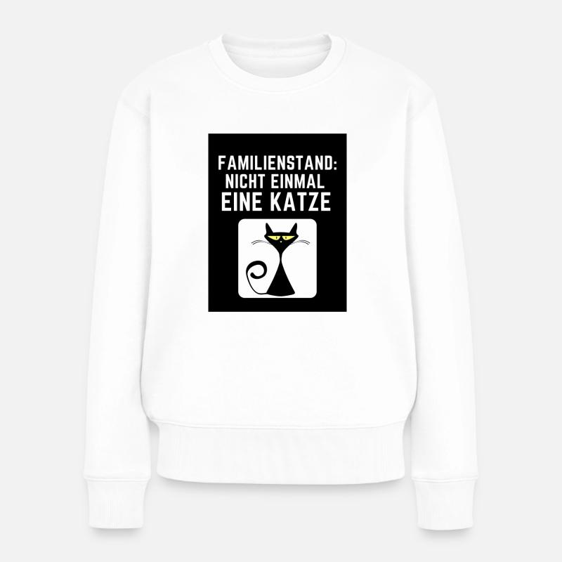 Familienstand: nicht mal eine Katze - Frauen Premium Bio Pullover - Weiß