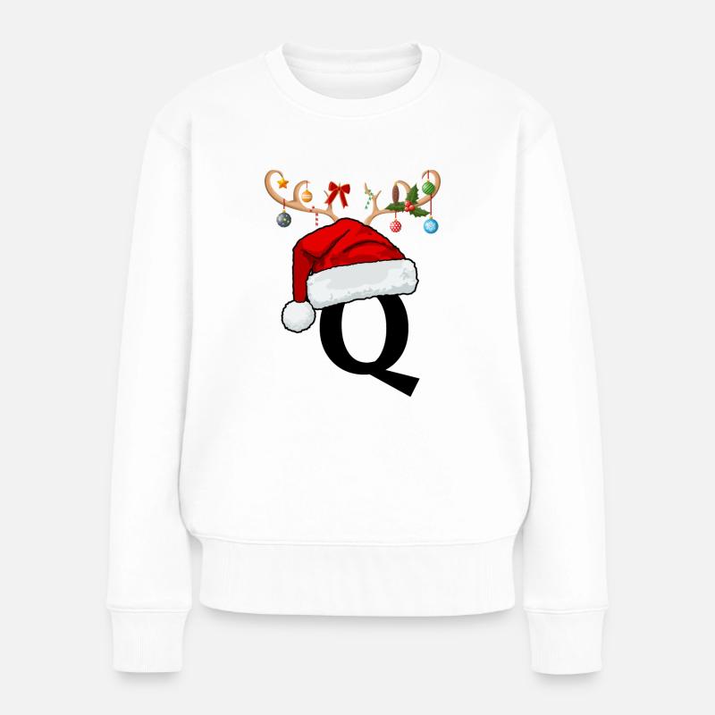 Lettre Q bonnet de Noël - Pull Premium bio Femme - blanc