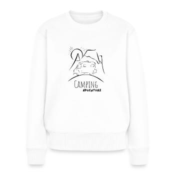 Aventure en camping - Pull Premium bio Femme - blanc - Devant - Julia (174cm)