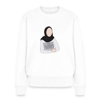 The future/ is female/ Hijab/ Frau / weiblich - Frauen Premium Bio Pullover - Weiß - Vorne - Julia (174cm)