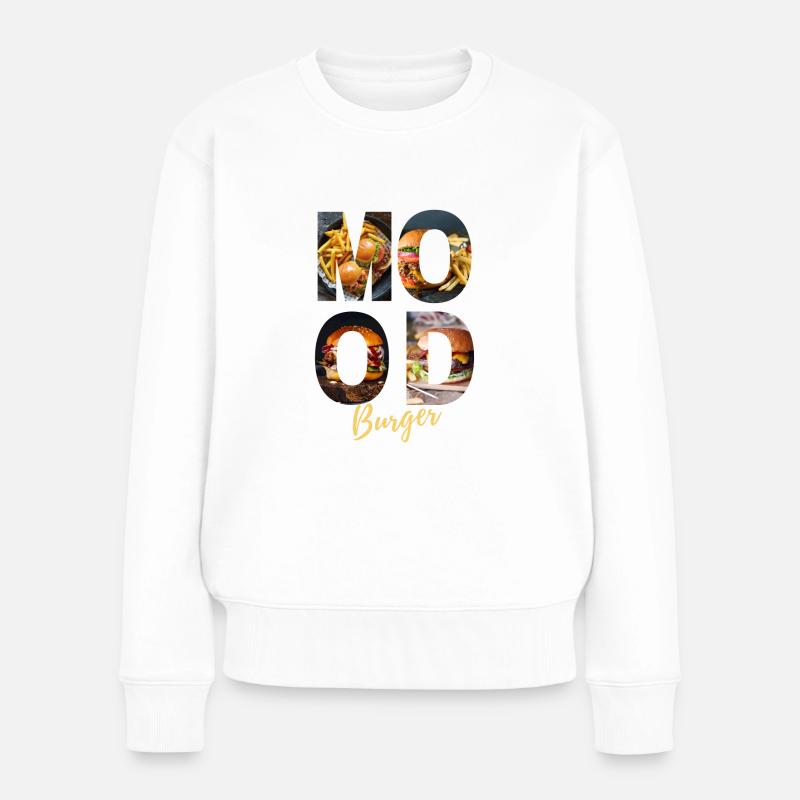 Mood Burger Print- Gold - Frauen Premium Bio Pullover - Weiß