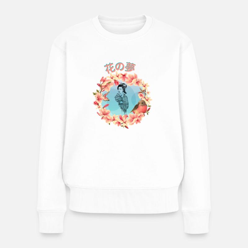 Blütentraum_ 花の夢 - Frauen Premium Bio Pullover - Weiß