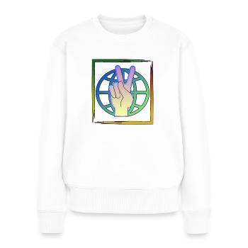 Welt Frieden - Frauen Premium Bio Pullover - Weiß - Vorne - Julia (174cm)