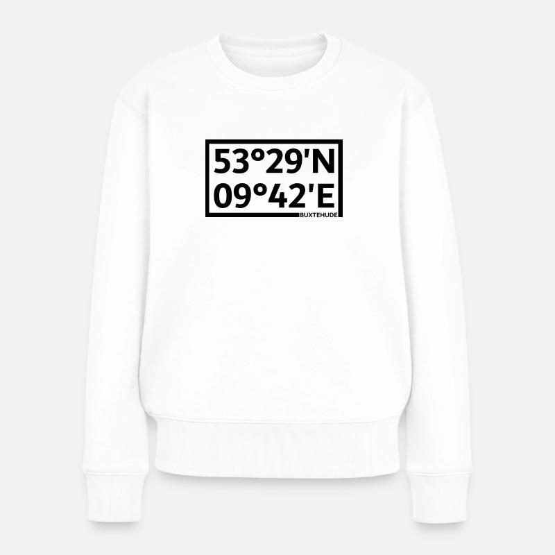 Buxtehude Koordinaten - Frauen Premium Bio Pullover - Weiß