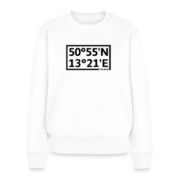 Freiberg Koordinaten - Frauen Premium Bio Pullover - Weiß - Vorne - Julia (174cm)