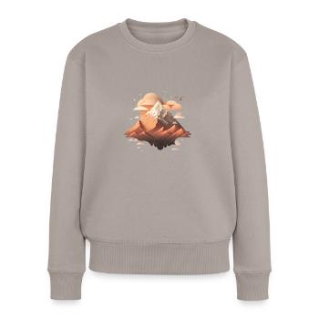 SURREAL - Frauen Premium Bio Pullover - Taupe - Vorne - Julia (174cm)