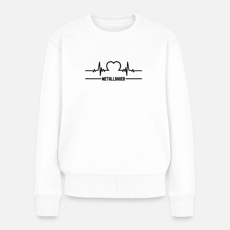 Herzschlag Metallbauer Herz Bester Mann Metallbau - Frauen Premium Bio Pullover - Weiß