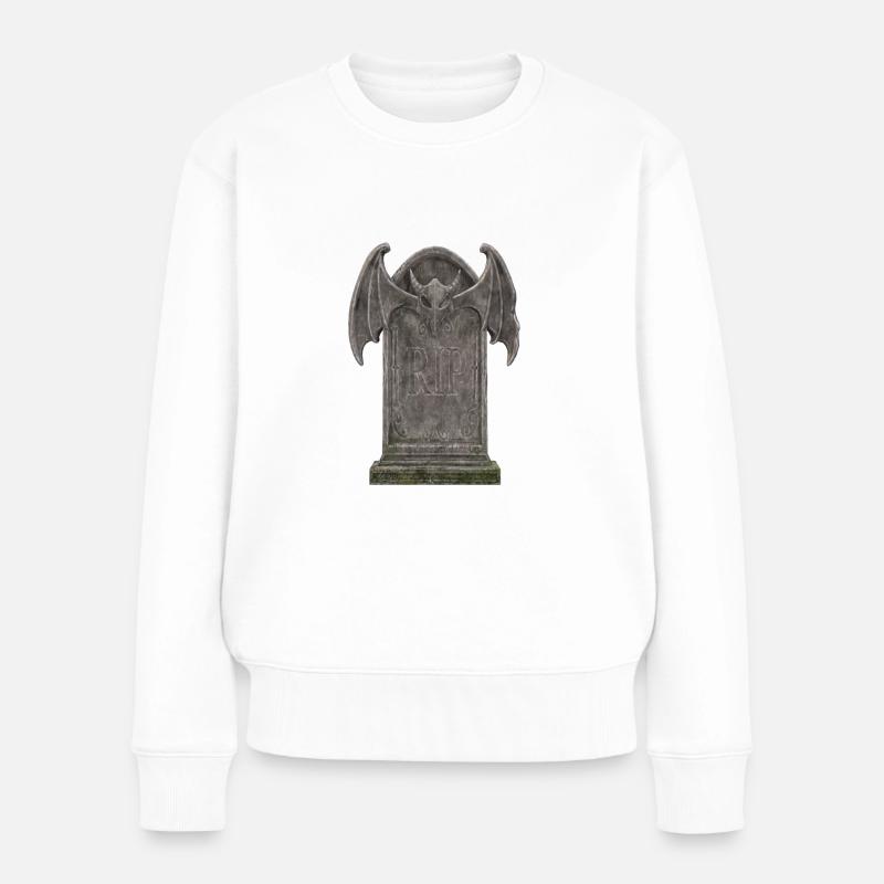 Grabstein Design - Frauen Premium Bio Pullover - Weiß