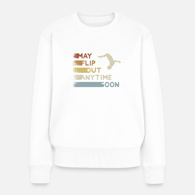 May Flip Out! Urban BackFlip Parkour Freerunning - Frauen Premium Bio Pullover - Weiß