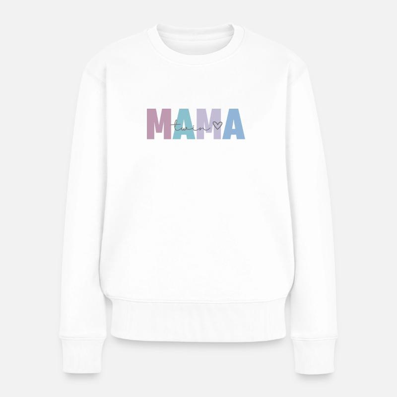 twin mama - Frauen Premium Bio Pullover - Weiß