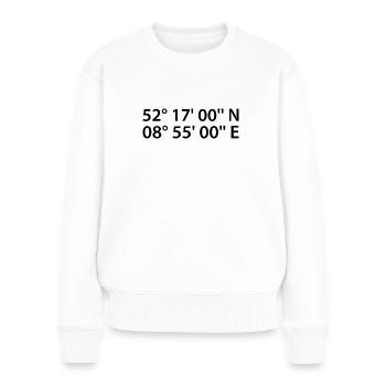 Minden Koordinaten - Frauen Premium Bio Pullover - Weiß - Vorne - Julia (174cm)